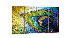 Load image into Gallery viewer, 4PC Stretched Canvas art Print “Giant Peacock Feather”