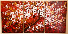 Load image into Gallery viewer, 3Pc Hand Painted Canvas Art “ Cheerful Cherry Flowers"
