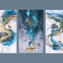 Load image into Gallery viewer, NEW GOLDEN DEER PRINTED, STRERCHED, MULTIPANEL CANVAS PAINTING WALL DECOR ITEM