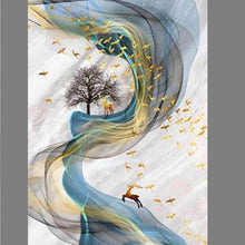 Load image into Gallery viewer, NEW GOLDEN DEER PRINTED, STRERCHED, MULTIPANEL CANVAS PAINTING WALL DECOR ITEM