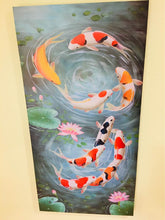 Load image into Gallery viewer, Koi Fish Fengshui Good Luck Printed Canvas Painting New