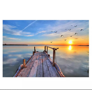 Beautiful Waterside Deck Print Canvas Wall Decor