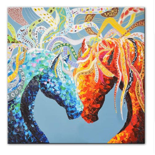 Couple Horses Print on Canvas Wall Decor Painting