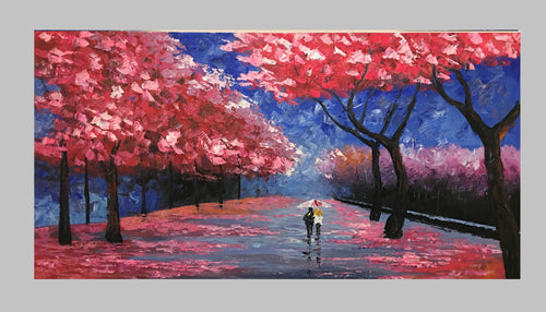 'The Cherry Blossoms’ Hand Painted Textured Canvas Art Painting