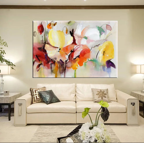 Beautiful Flowers Print on Canvas Wall Decor Painting