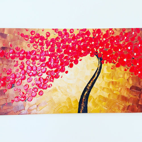 Thick textured Hand Painted Canvas Art “The Red blooms”