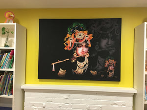 Lord Krishna Large Print on Canvas Wall Decor Painting
