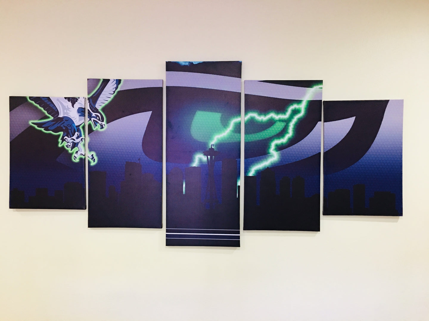 5PC Stretched Canvas Art Print “SEAHAWKS-SEATTLE