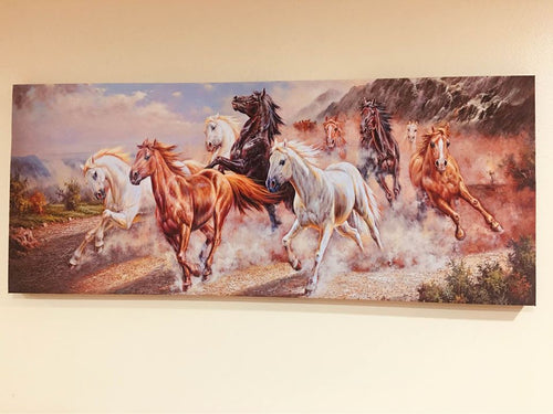 New 9-Running Horses Printed Canvas Painting Ready to Hang