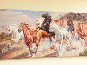 New 9-Running Horses Printed Canvas Painting Ready to Hang