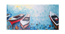 Load image into Gallery viewer, 100% Hand Painted Thick Textured Canvas Art “Boats”