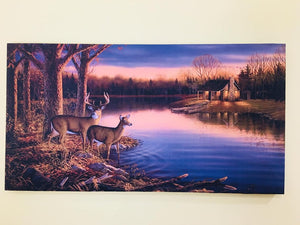 ‘Deer near Lakeside’ Beautiful Print on Canvas for home decor