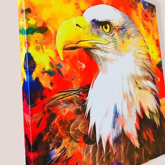 NEW COLORFUL EAGLE PRINTED, STRETCHED, READY TO HANG CANVAS PAINTING FOR WALL DECOR