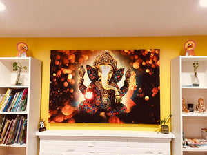 Lord Ganesha Big Sized Print on Canvas Painting wall Decor