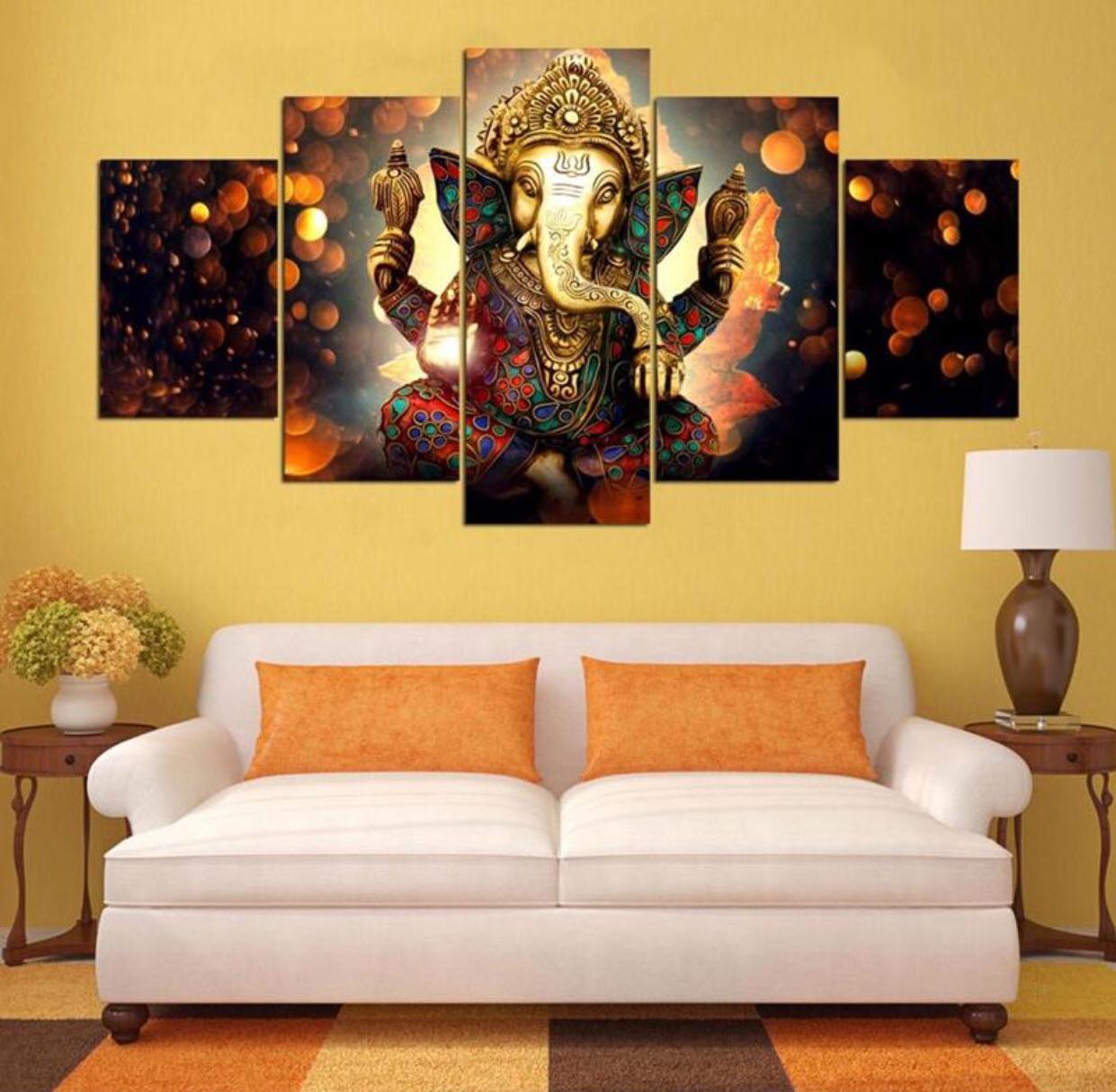 New Multi Panel Ganesha Canvas Print for Home Decor