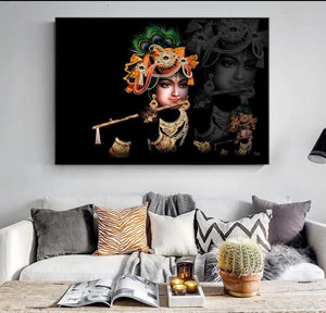 Lord Krishna Large Print on Canvas Wall Decor Painting