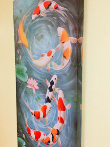 Koi Fish Fengshui Good Luck Printed Canvas Painting New