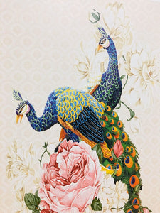“Beautiful and Colorful Peacocks" art Print on Canvas Painting
