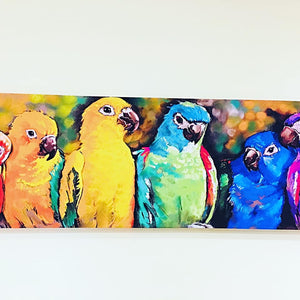 Colorful Parrots Stretched Printed Canvas Painting for Wall Decor