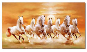 White Running Horses Canvas Print Wall Decor Painting