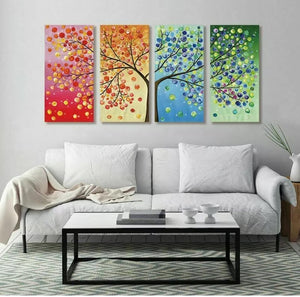'4 Season Tree Life' Stretched Print on Canvas Wall Decor