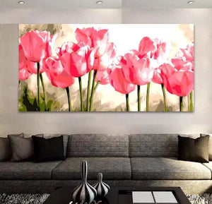 New Pink Tulips Printed Canvas for Home Decor