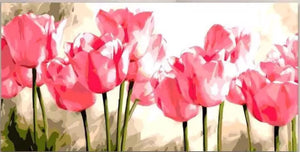 New Pink Tulips Printed Canvas for Home Decor