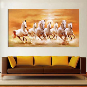 White Running Horses Canvas Print Wall Decor Painting
